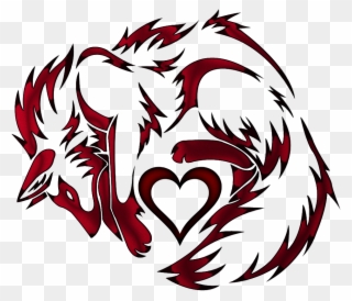 Nine-tailed Fox Tattoo Kitsune Clip Art - Wolf Heart - Png Download