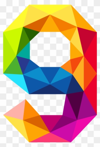 Colourful Triangles Number Nine - Number Nine Clipart