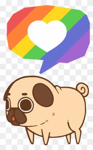 Puglie Supports Equality, Love, Respect, And Pride - Kawaii Dibujos De Perros Pug Clipart