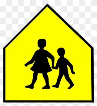 Download School Crossing Sign Vector Clipart School - School Children Crossing - Png Download