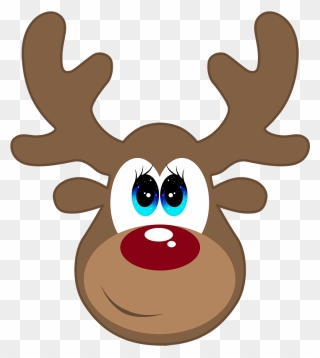 Cartoon Deer Face Clipart - Clip Art Reindeer Head - Png Download