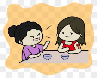 Mom Nagging At Her Daughter Who Just Got A New Tattoo - Cartoon Clipart