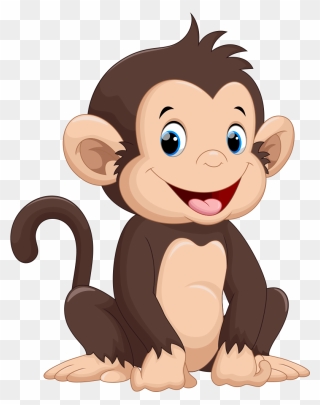Little Monkey Illustration Cartoon Drawing Happy Clipart - Monkey Clipart - Png Download