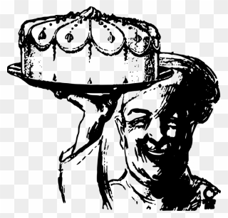 Drawing Of A Chef Holding A Cake - Chef Clip Art Drawing - Png Download