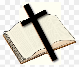 Open Bible With A Cross - Clipart Open Bible And Cross - Png Download