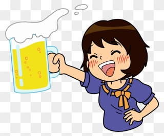 Woman Cheers Beer Clipart - ビール を 飲む 女性 イラスト - Png Download
