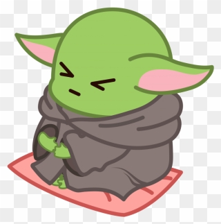Baby Yoda Meditating - Cartoon Clipart