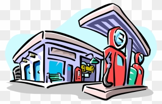 Vector Illustration Of Fossil Fuel Petroleum Gas Service - Petrol Station Cartoon Png Clipart