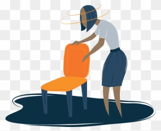 A Woman Leaning On A Chair Showing Fatigue - Chair Clipart