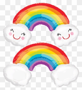 Rainbow With Clouds Foil Shape Balloon 89cm - Clouds With Rainbow Foil Balloon Clipart