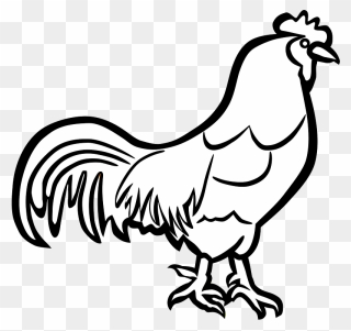 Rooster Clipart - Cock Black And White Clipart - Png Download