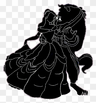 Belle Silhouette Beauty And The Beast Black And White - Silhouette Beauty And The Beast Art Clipart