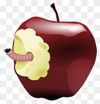 Teachers Apple - Bitten Apple With Worm Clipart
