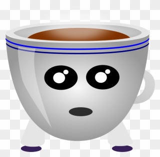 Image Of A Cup Of Coffee With Eyes And Mouth Clipart