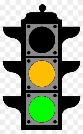 Yellow Lit Up Traffic Light Cartoon Clipart