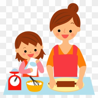 Mother And Daughter Baking Clipart - Png Download