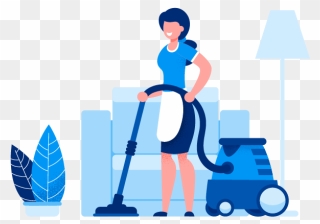 Maid With Vacuum Cleaner Clipart