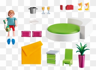 Transparent Livingroom Clipart - Playmobil Modern Mansion Bedroom - Png Download