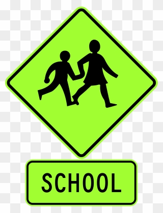 Black And White Road Safety Signs - Road Signs School Crossing Clipart