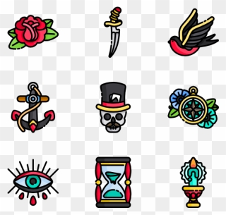 Old School Tattoo Icons Clipart