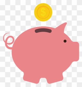 Piggy Bank With Coin - Money Saving Vector Clipart