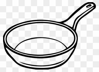 Cookware Frying Drawing Clip - Line Drawing Frying Pan - Png Download