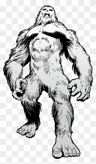 Bigfoot Drawing Transparent For Free Download - Bigfoot Black And White Clipart - Png Download