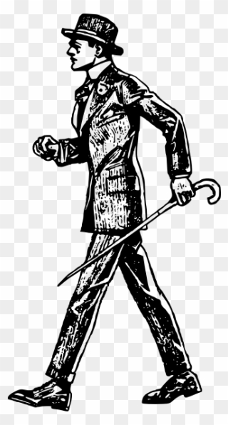 Suited Man Walking - Man In Suit Walking Silhouette Clipart