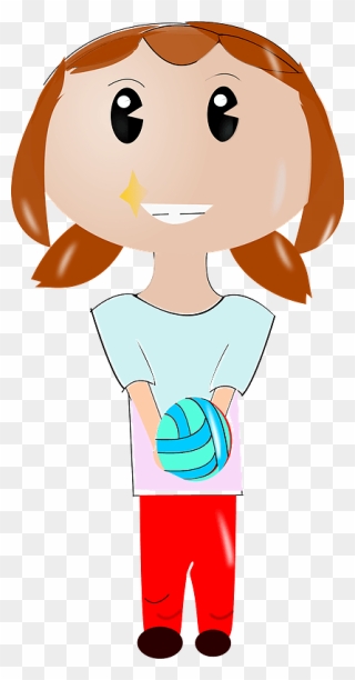 Girl With A Ball Clipart - Cartoon - Png Download
