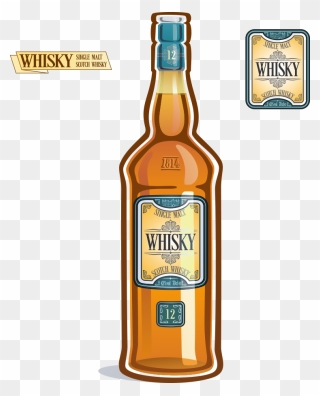 Whisky Beer Wine Liqueur Bottle - Botella De Alcohol Animadas Clipart