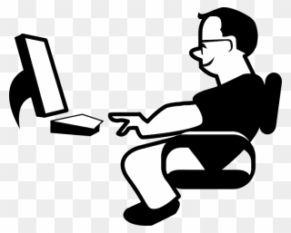 Cartoon Person Using Computer Clipart