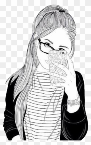 Mirrorselfie Girl Freetoedit - Girl Drawings With Glasses Clipart