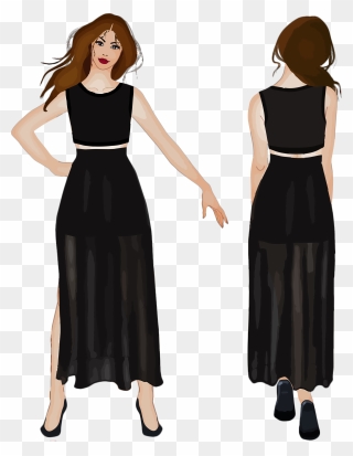 Front And Back View - Back Of Woman Clipart - Png Download