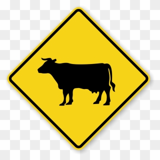 Cattle Pedestrian Crossing Warning Sign Traffic Sign - Cow Sign Clipart