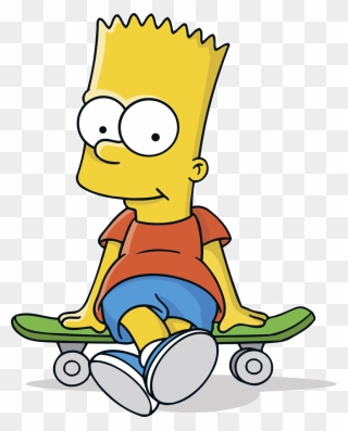 Bart Simpson Sitting On Skateboard - Bart Simpson Png Clipart