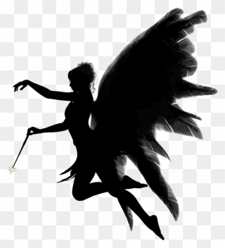 Silhouette,monochrome Photography,supernatural Creature - Angel Dark Png Clipart