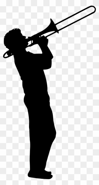Silhouette Musician Jazz - Trombone Player Silhouette Png Clipart