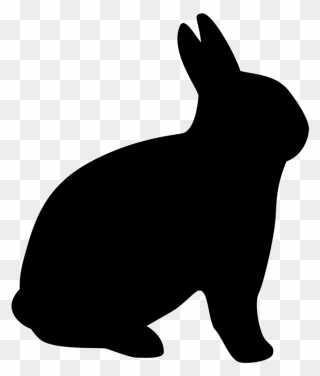 File - Rabbit Silhouette - Erect Ears - Facing Right - Easter Bunny Warning Clipart