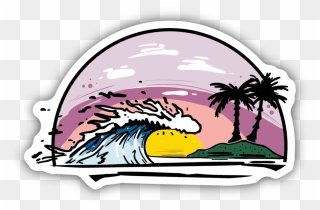 Sunset Waves Sticker Clipart