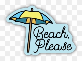 Beach, Please Umbrella Sticker Clipart