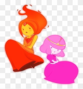 Finn The Human Adventure Time - Flame Princess And Bubblegum Clipart