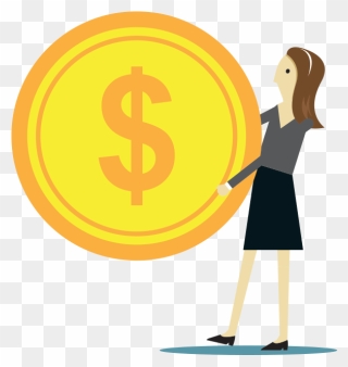 Business Woman Holding A Lot Of Money - Illustration Clipart