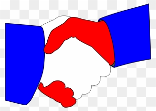 Red And Blue Hands Shaking Clipart - Png Download