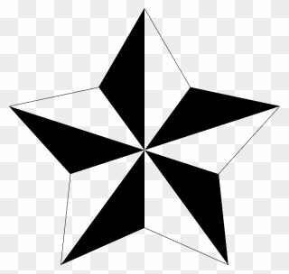 Pentagram, Alternate, Polygon, Star, Black And White - Nautical Star Vector Clipart