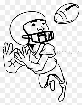 Football Player Clipart Black And White Kids Picture - Kid Catching Football Drawing - Png Download