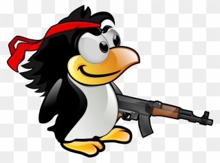 Penguin With A Black Hat Clipart , Png Download - Linux Mint Debian Transparent Png