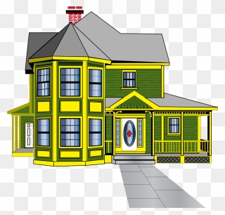 Green And Yellow House Clipart