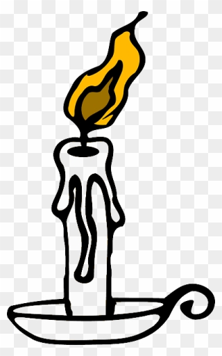 Candle, Outline, Yellow, Fire, Cartoon, Lit, Flame - Candle Clip Art - Png Download
