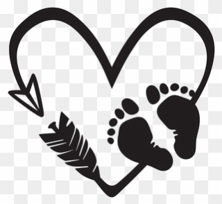 #babyfeet #freetoedit - Black And White Heart With Arrow Clipart