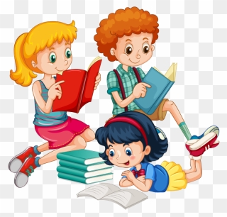 Children Reading Books Clipart - Png Download